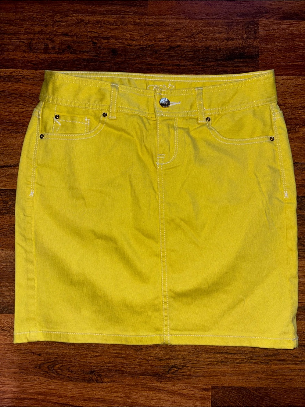 Cache Bright Yellow Denim like Mini Skirt Size 0